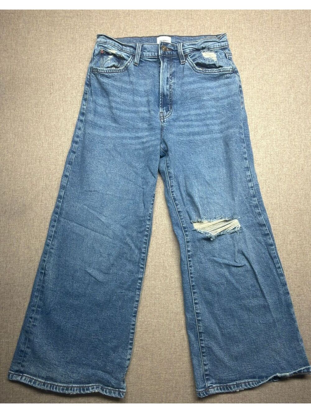 Hudson Jeans Women’s 27 High Rise Wide Leg Distressed Jeans Medium Wash Denim